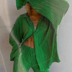 Levency Pleated Oversized Shirt And Trouser Set New In