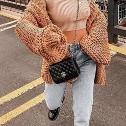 Levency New In Puff Sleeve Loose Cardigan