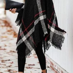 Levency New In Stripe Tassel Loose High Collar Sweaters