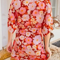 Levency New In Floral Side Tie Wrap Dress