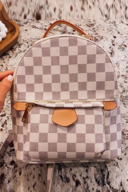 Levency Luxe Checkered Mini Backpack 4 Levency Luxe Checkered Mini Backpack