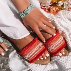 Levency New In Boho Tassels Flat Slipper