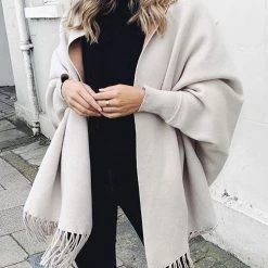 Levency New In Tassles Color Block Shawl