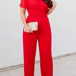 Levency Bow Tie V Neck Short Sleeve Jumpsuit