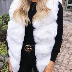 Levency V Neck Faux Fur Vest New In