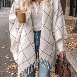 Levency Plaid Tassels Shawl