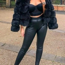 Levency Layer O Neck Faux Fur Coat