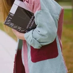 Levency New In Color Block Corduroy Coat