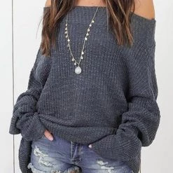 Levency Off Shoulder Puff Sleeve Sweater