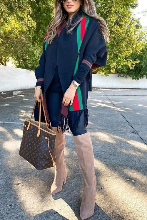 Levency Stripe Bat Sleeve Tassel Cardigan New In 9 Levency Stripe Bat Sleeve Tassel Cardigan New In