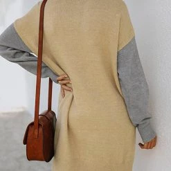 Levency Color Block Turtleneck Sweater Dress