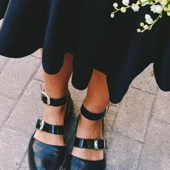 Levency Buckle Color Block Sandals Flats