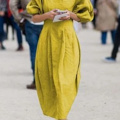 Levency Solid Linen Half Sleeve Dress New In