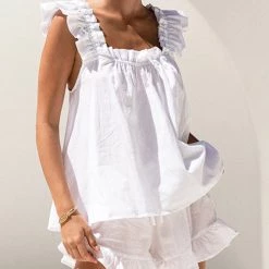 Levency Ruffles Square Neck Short Set