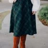 Levency Pockets Plaid A Line Woolen Skirts