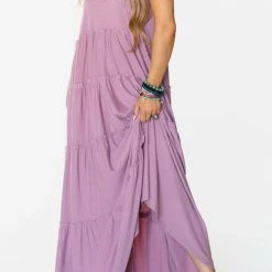 Levency New In Tiered Pockets Slip Maxi Dress