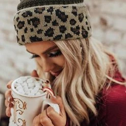 Levency New In Animal Print Messy Bun Beanie