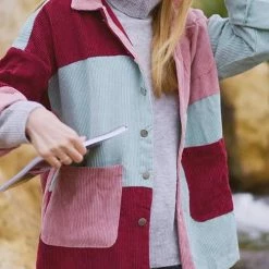 Levency New In Color Block Corduroy Coat