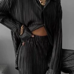 Levency Pleated Oversized Shirt And Trouser Set New In