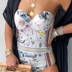 Levency New In Floral Print One Piece Swimwear