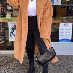 Levency Turndown Collar Teddy Coat