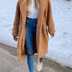 Levency Turndown Collar Teddy Coat