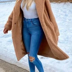 Levency Turndown Collar Teddy Coat