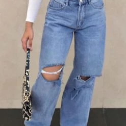 Levency Broken Hole Loose Jeans