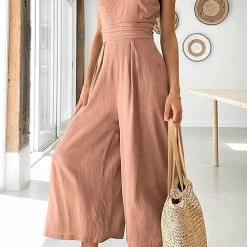 Levency One Shoulder Straps Wide Leg Jumpsuits New In