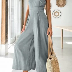 Levency One Shoulder Straps Wide Leg Jumpsuits New In