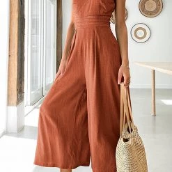 Levency One Shoulder Straps Wide Leg Jumpsuits New In