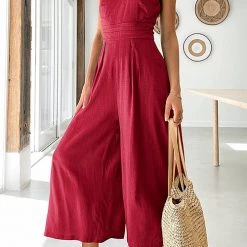 Levency One Shoulder Straps Wide Leg Jumpsuits New In