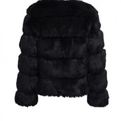 Levency Layer O Neck Faux Fur Coat