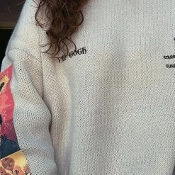 Levency Van Gogh Print O Neck Sweter