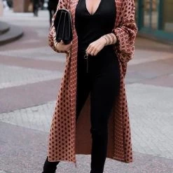 Levency New In Digital Print Long Sleeve Cardigan Coat