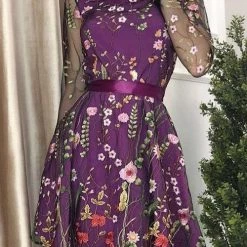 Levency Embroidery O Neck Mini Dress New In