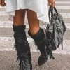 Levency New In Tassels Buckle Tall Boots