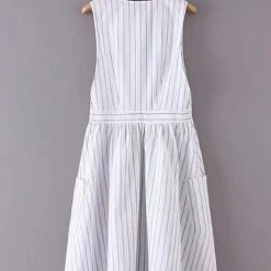 Levency New In Pockets Button V Neck Midi Desss