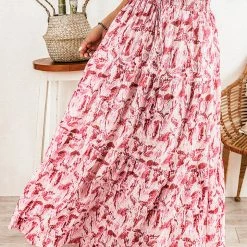 Levency New In Floral Print Drawstring Maxi Skirts
