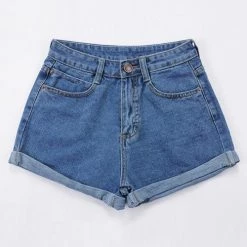 Levency Classic Pocket High Waist Denim Shorts