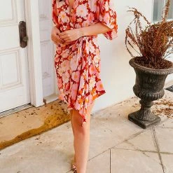 Levency New In Floral Side Tie Wrap Dress