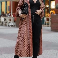 Levency New In Digital Print Long Sleeve Cardigan Coat