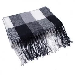 Levency Plaid Tassles Scarf