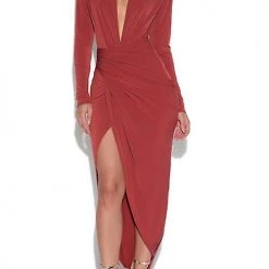 Levency V Neck Long Sleeve Dress