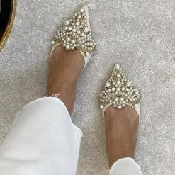 Levency Pearl Lace High Heel Mules New In