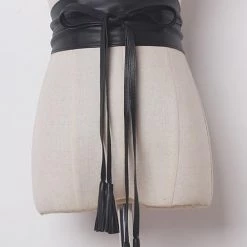 Levency Tassels PU Lace Up Wide Belt New In