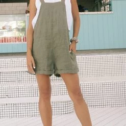 Levency Square Neck Pockets Romper New In