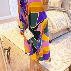 Levency Multi Print Asymmetrical One Shoulder Dress