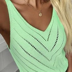 Levency Crochet Hollow V Neck Tank 17 Levency Crochet Hollow V Neck Tank