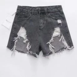 Levency New In Ripped High Waist Denim Shorts